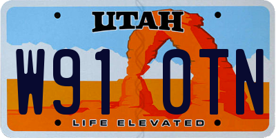 UT license plate W910TN