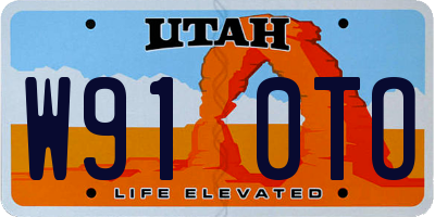 UT license plate W910TO