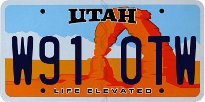 UT license plate W910TW