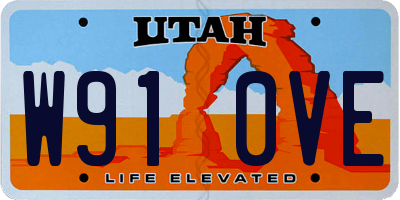 UT license plate W910VE