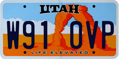 UT license plate W910VP