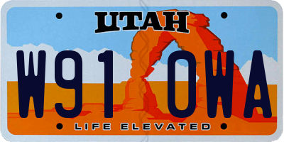 UT license plate W910WA