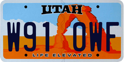 UT license plate W910WF