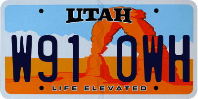 UT license plate W910WH