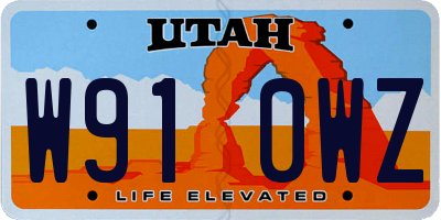 UT license plate W910WZ