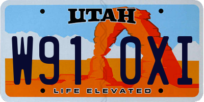 UT license plate W910XI