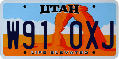 UT license plate W910XJ