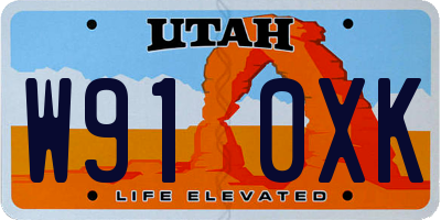 UT license plate W910XK
