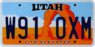 UT license plate W910XM