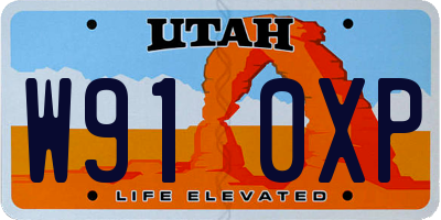 UT license plate W910XP