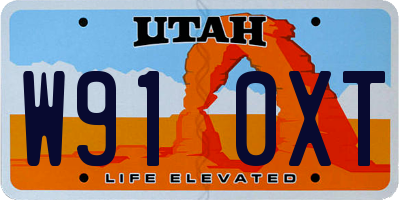 UT license plate W910XT
