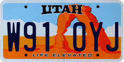 UT license plate W910YJ