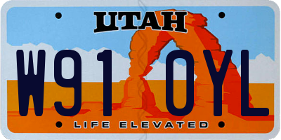 UT license plate W910YL
