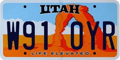UT license plate W910YR