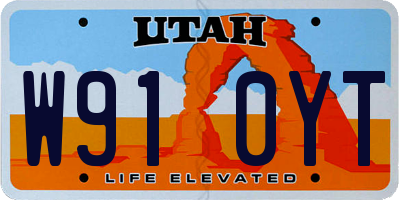 UT license plate W910YT