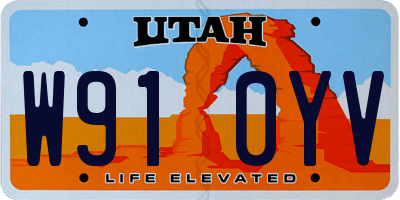 UT license plate W910YV