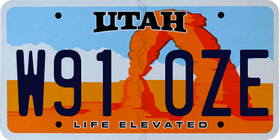 UT license plate W910ZE