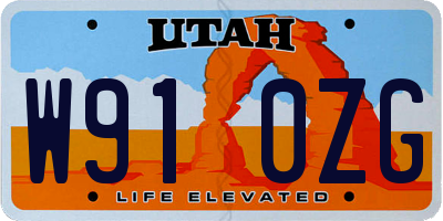 UT license plate W910ZG