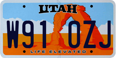 UT license plate W910ZJ