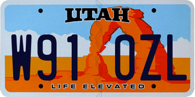 UT license plate W910ZL