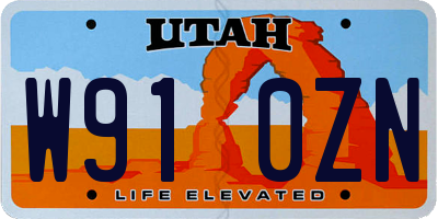 UT license plate W910ZN