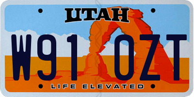 UT license plate W910ZT