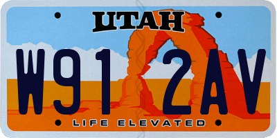 UT license plate W912AV