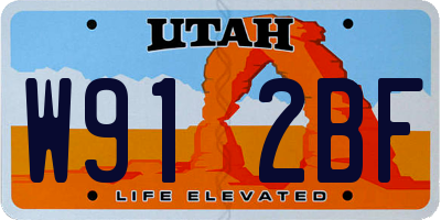 UT license plate W912BF