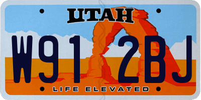 UT license plate W912BJ