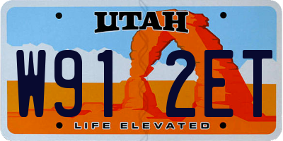 UT license plate W912ET