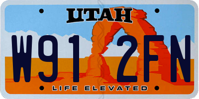UT license plate W912FN