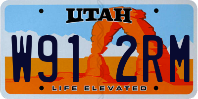 UT license plate W912RM