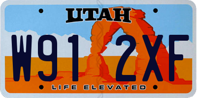 UT license plate W912XF