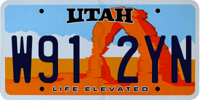 UT license plate W912YN