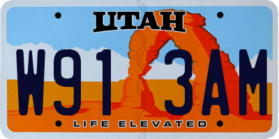 UT license plate W913AM