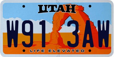 UT license plate W913AW