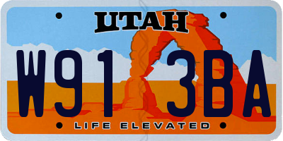 UT license plate W913BA