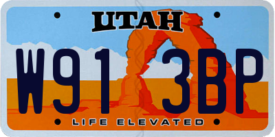 UT license plate W913BP