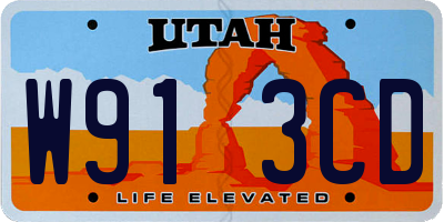 UT license plate W913CD