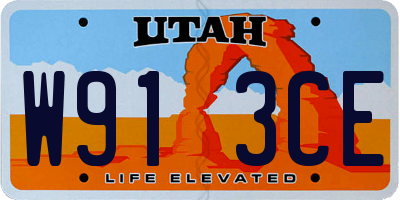 UT license plate W913CE