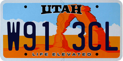 UT license plate W913CL