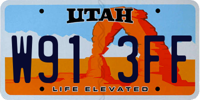 UT license plate W913FF