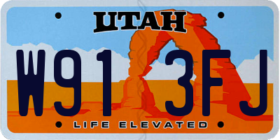 UT license plate W913FJ