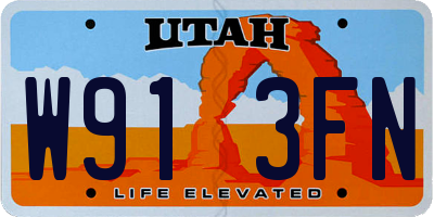 UT license plate W913FN