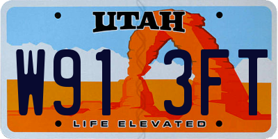 UT license plate W913FT