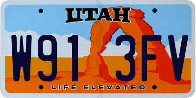 UT license plate W913FV