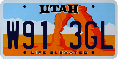 UT license plate W913GL