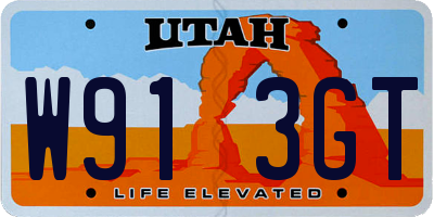UT license plate W913GT