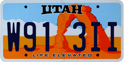 UT license plate W913II