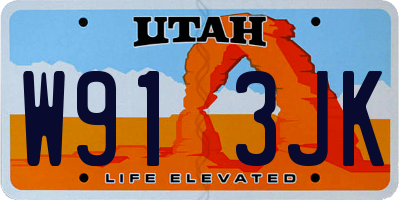 UT license plate W913JK